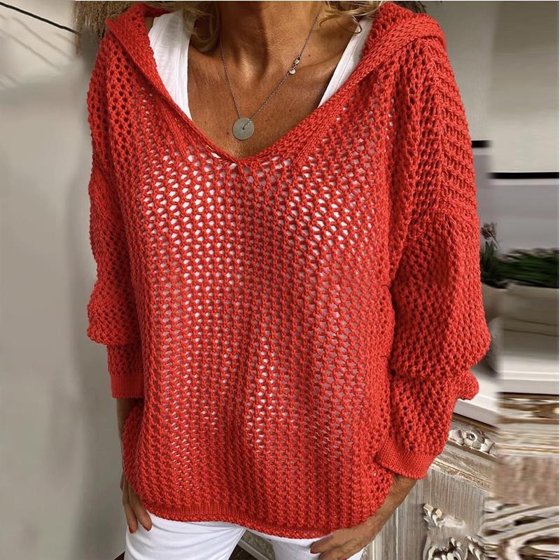 Sun Protection Knitted Hooded Sun Protection Clothing Hooded Thin Loose Sweater NorixaFashion.com