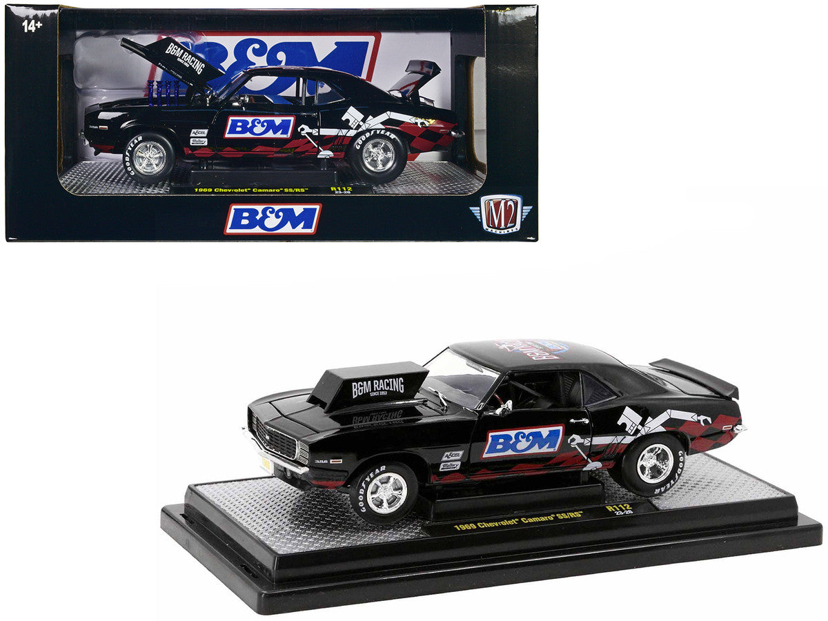 1969 Chevrolet Camaro SS/RS Black "B&M Racing" Limited Edition to 6650 pieces Worldwide 1/24 Diecast Model Car by M2 Machines LuxuryLifeWay Online Store