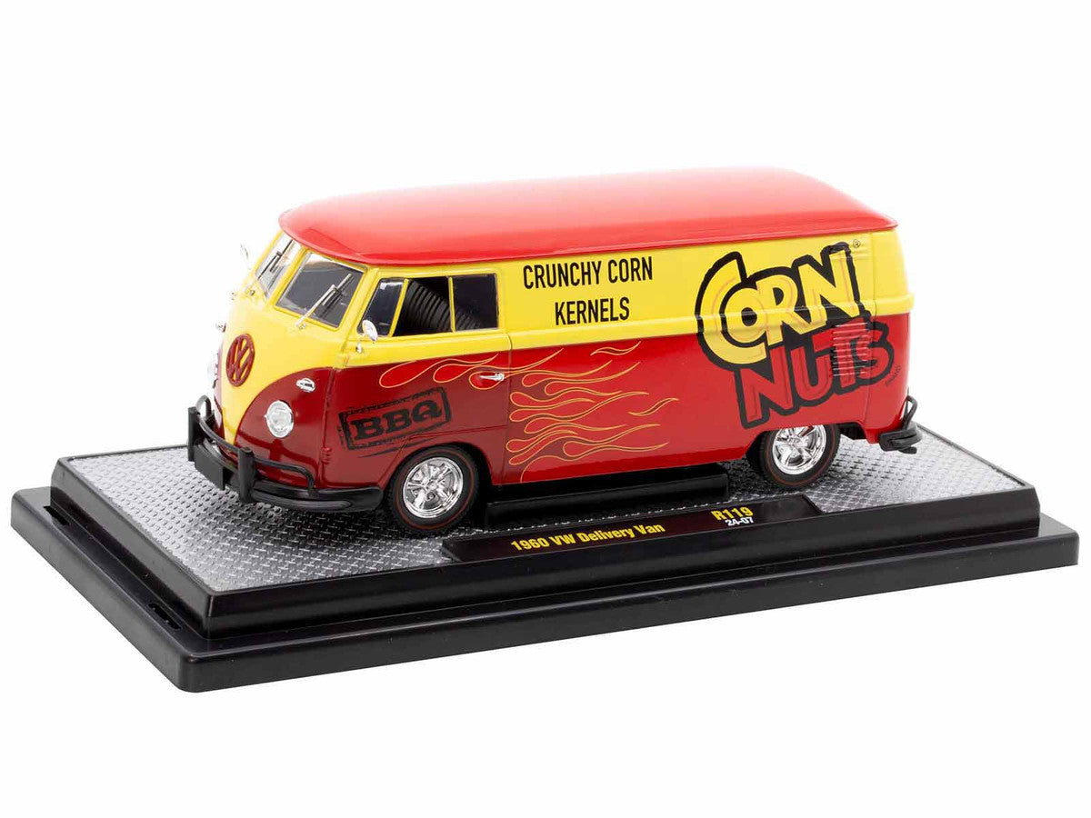1960 Volkswagen Delivery Van Red and Yellow "Corn Nuts BBQ" Limited Edition to 6250 pieces Worldwide 1/24 Diecast Model Car by M2 Machines LuxuryLifeWay Online Store