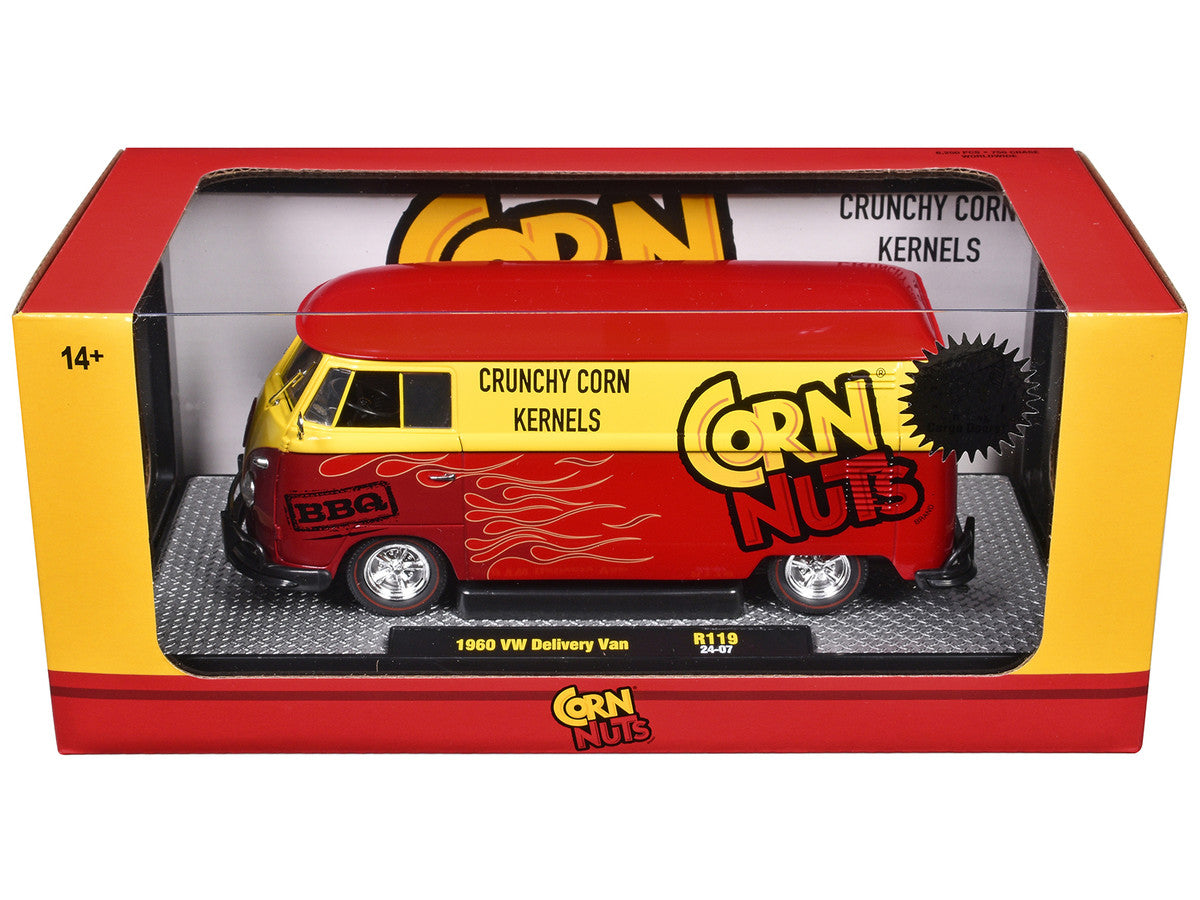 1960 Volkswagen Delivery Van Red and Yellow "Corn Nuts BBQ" Limited Edition to 6250 pieces Worldwide 1/24 Diecast Model Car by M2 Machines LuxuryLifeWay Online Store
