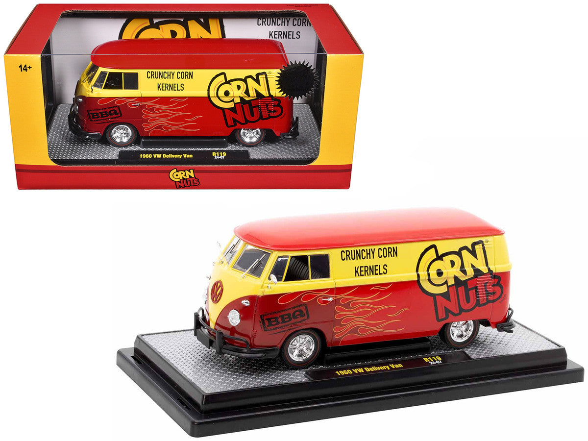1960 Volkswagen Delivery Van Red and Yellow "Corn Nuts BBQ" Limited Edition to 6250 pieces Worldwide 1/24 Diecast Model Car by M2 Machines LuxuryLifeWay Online Store
