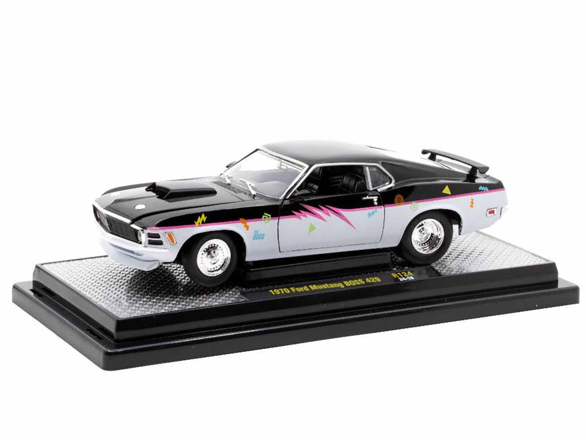 1970 Ford Mustang BOSS 429 "Pro Street" Black and Gray with Graphics Limited Edition to 6650 pieces Worldwide 1/24 Diecast Model Car by M2 Machines LuxuryLifeWay Online Store