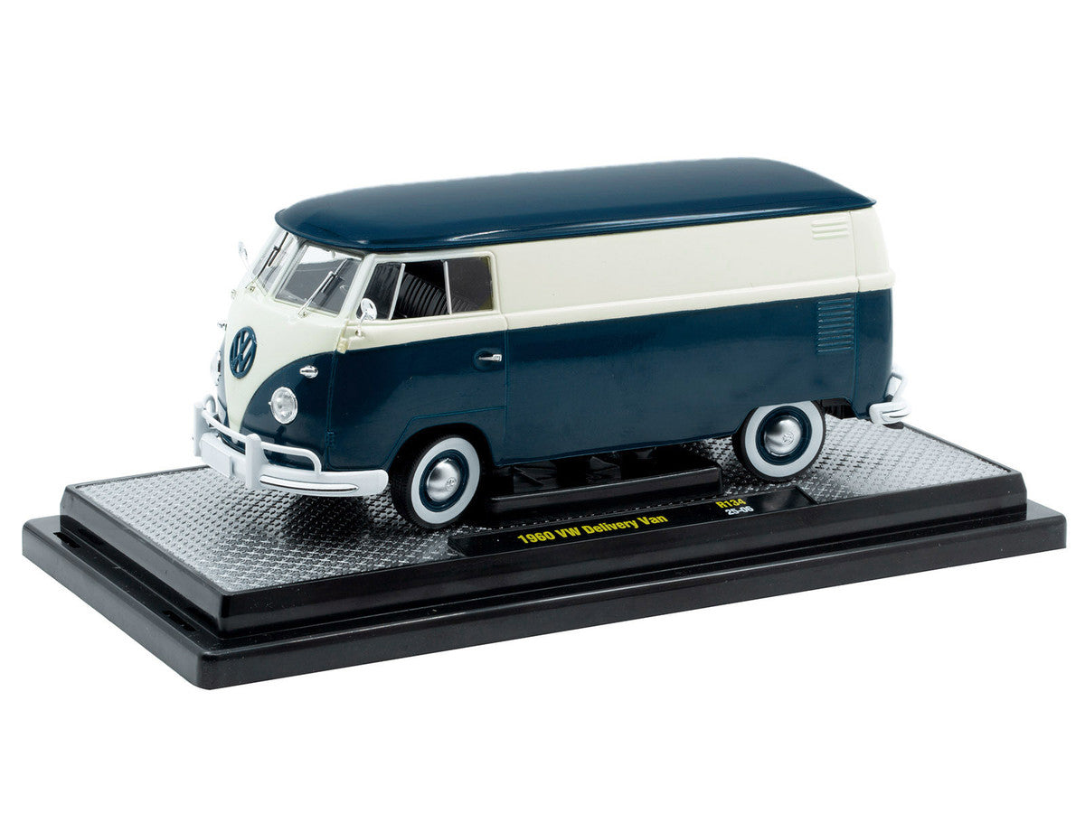 1960 Volkswagen Delivery Van Blue and White Limited Edition to 6650 pieces Worldwide 1/24 Diecast Model Car by M2 Machines LuxuryLifeWay Online Store