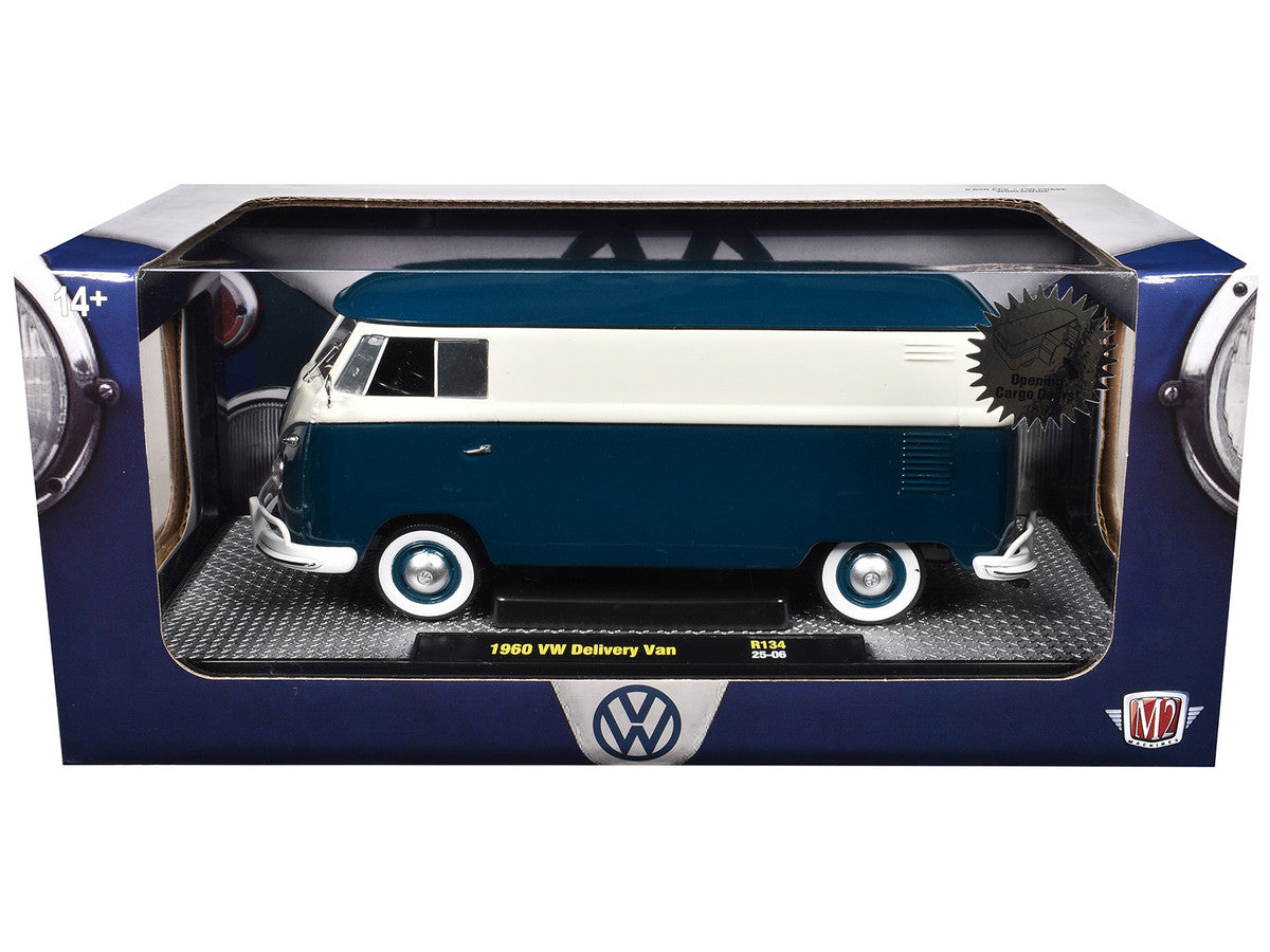 1960 Volkswagen Delivery Van Blue and White Limited Edition to 6650 pieces Worldwide 1/24 Diecast Model Car by M2 Machines LuxuryLifeWay Online Store