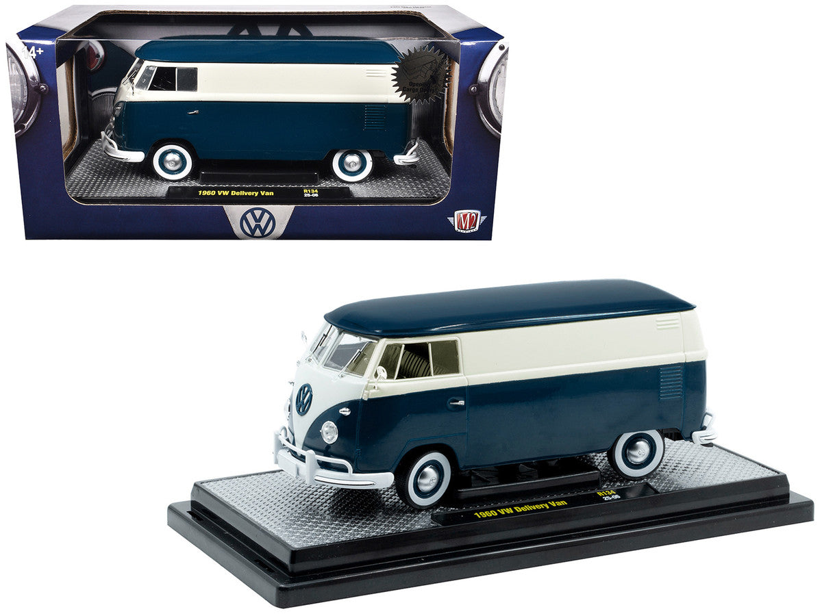 1960 Volkswagen Delivery Van Blue and White Limited Edition to 6650 pieces Worldwide 1/24 Diecast Model Car by M2 Machines LuxuryLifeWay Online Store