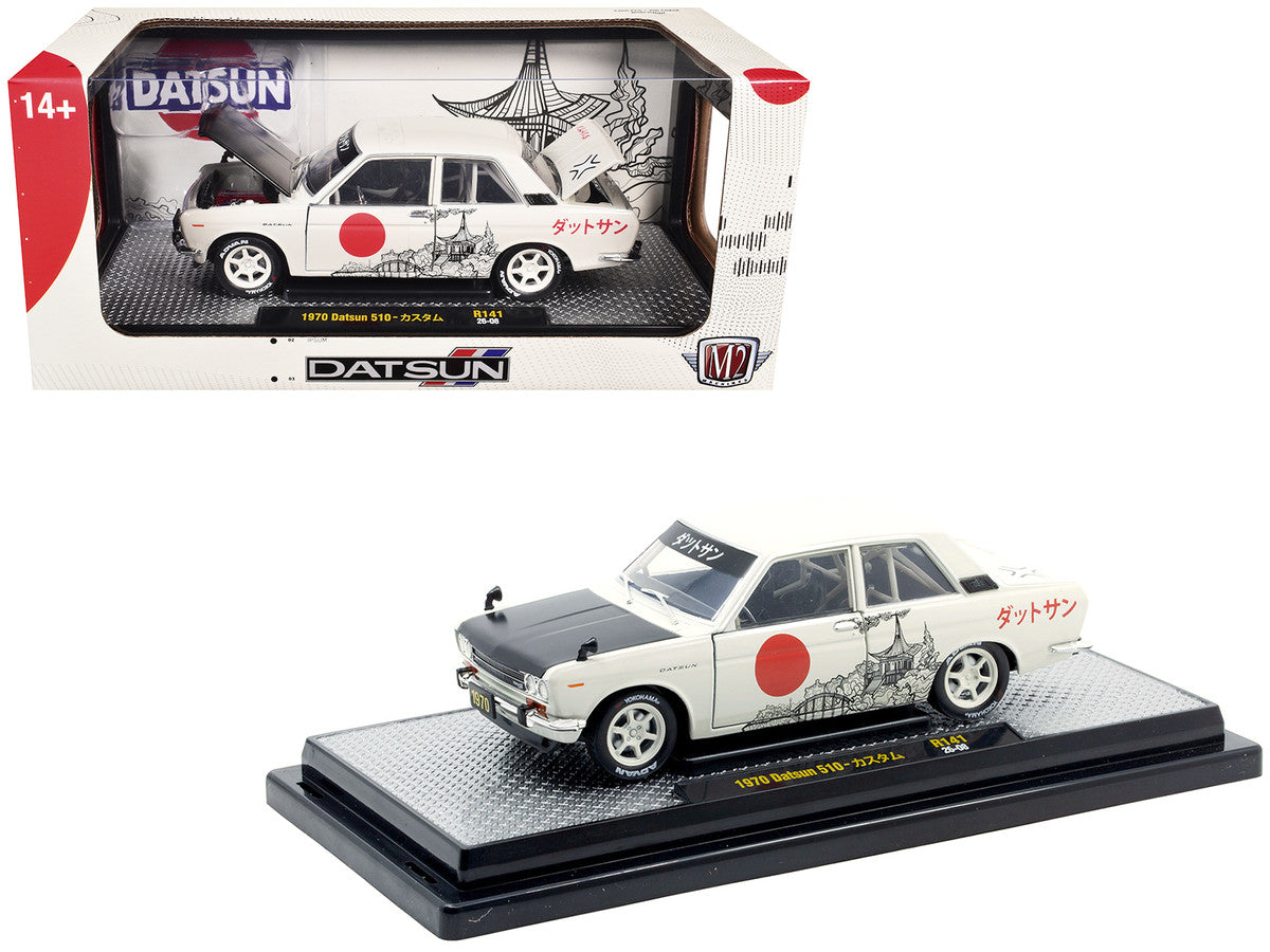 1970 Datsun 510 Light Gray with Japanese Graphics Limited Edition to 4050 pieces Worldwide 1/24 Diecast Model Car by M2 Machines LuxuryLifeWay Online Store