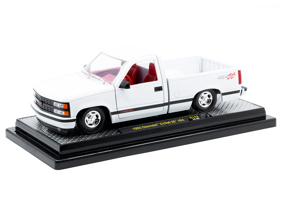 1993 Chevrolet C1500 SS 454 Pickup Truck White with Red Interior Limited Edition to 9600 pieces Worldwide 1/24 Diecast Model Car by M2 Machines LuxuryLifeWay Online Store