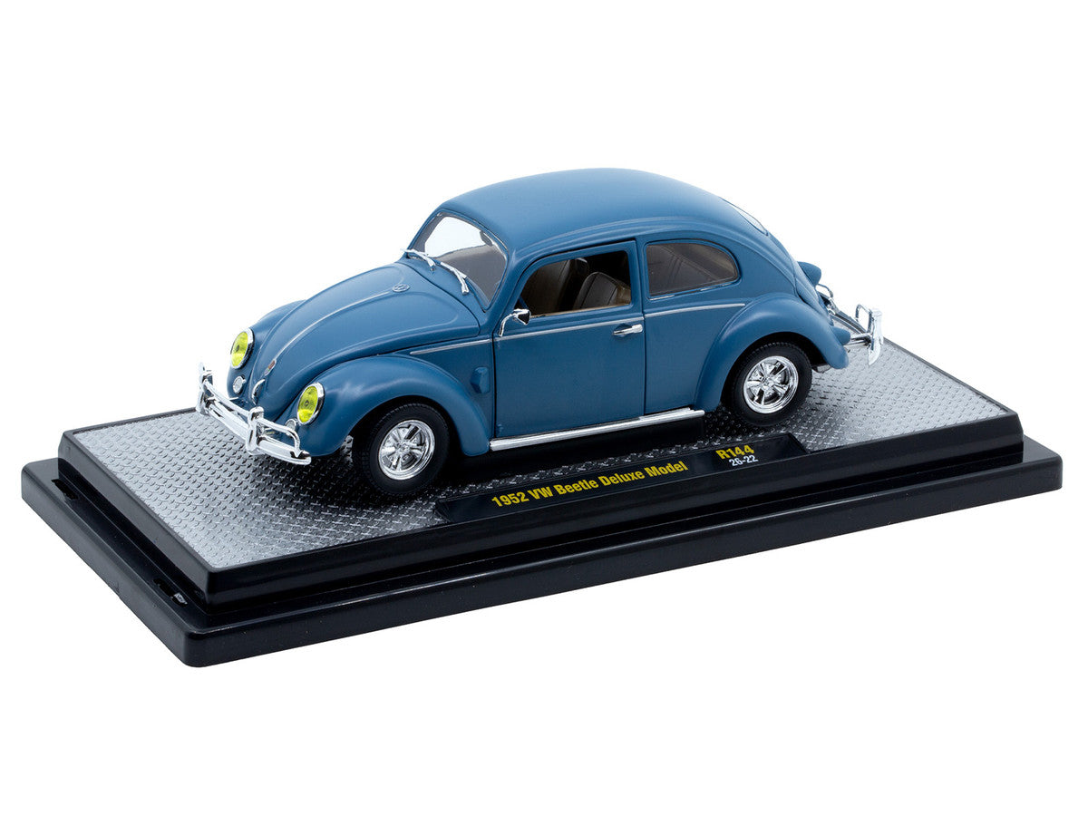 1952 Volkswagen Beetle Deluxe Model Matt Blue Limited Edition to 4850 pieces Worldwide 1/24 Diecast Model Car by M2 Machines LuxuryLifeWay Online Store