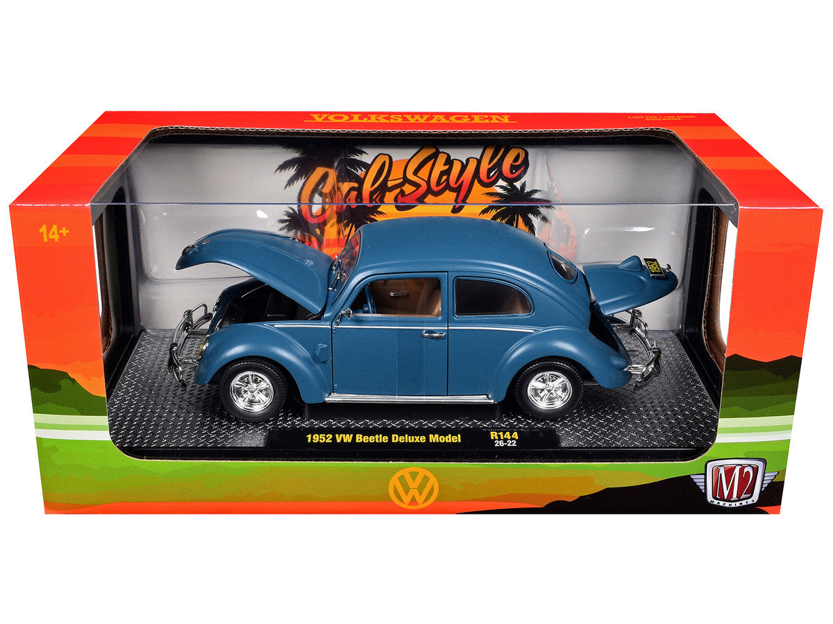 1952 Volkswagen Beetle Deluxe Model Matt Blue Limited Edition to 4850 pieces Worldwide 1/24 Diecast Model Car by M2 Machines LuxuryLifeWay Online Store