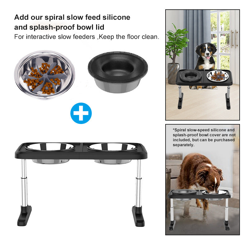 Folding Pet Double Bowl Tableware Tray Pets Fashion