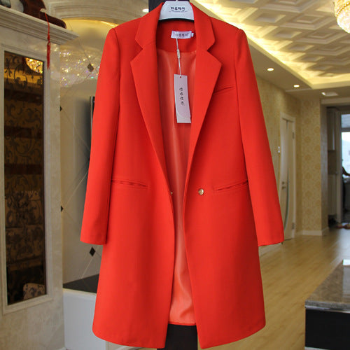 Chic Long Blazer, Slim Fit, Versatile Solid Jacket Pi-Mart