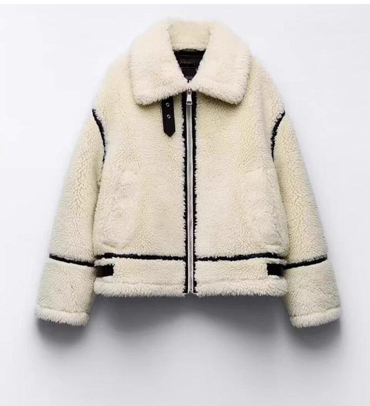 TAOP&ZA Women's Fall Winter Fleece Shearling Jacket Pi-Mart