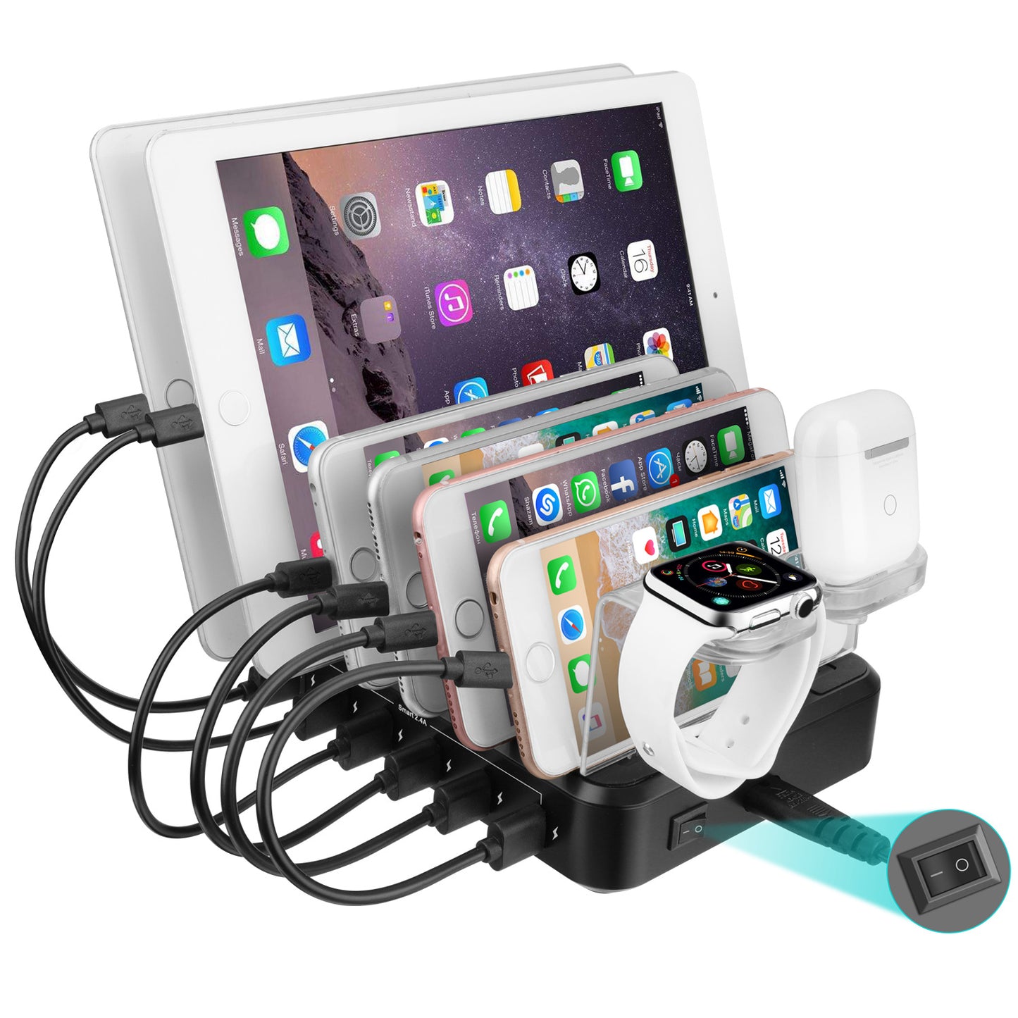 6-port 60W Charger USB Multi-port Charging Station