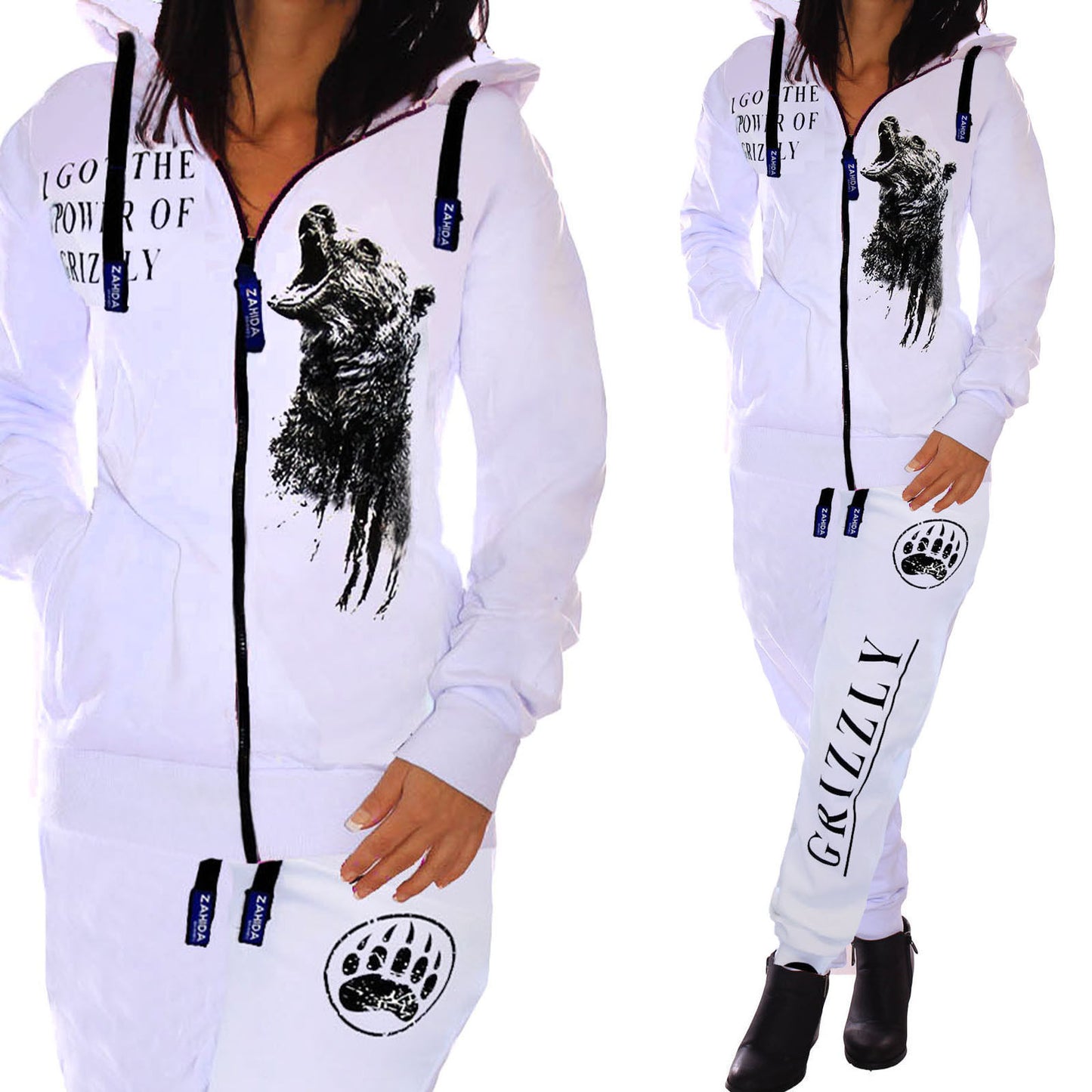 Slim-fit Printed Hooded Sweatshirt Set Sports Suit