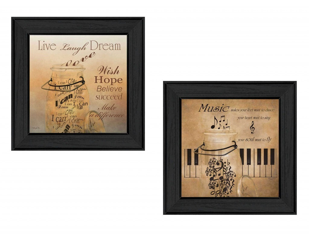 Set Of Two Music 3 Black Framed Print Wall Art LuxuryLifeWay Online Store