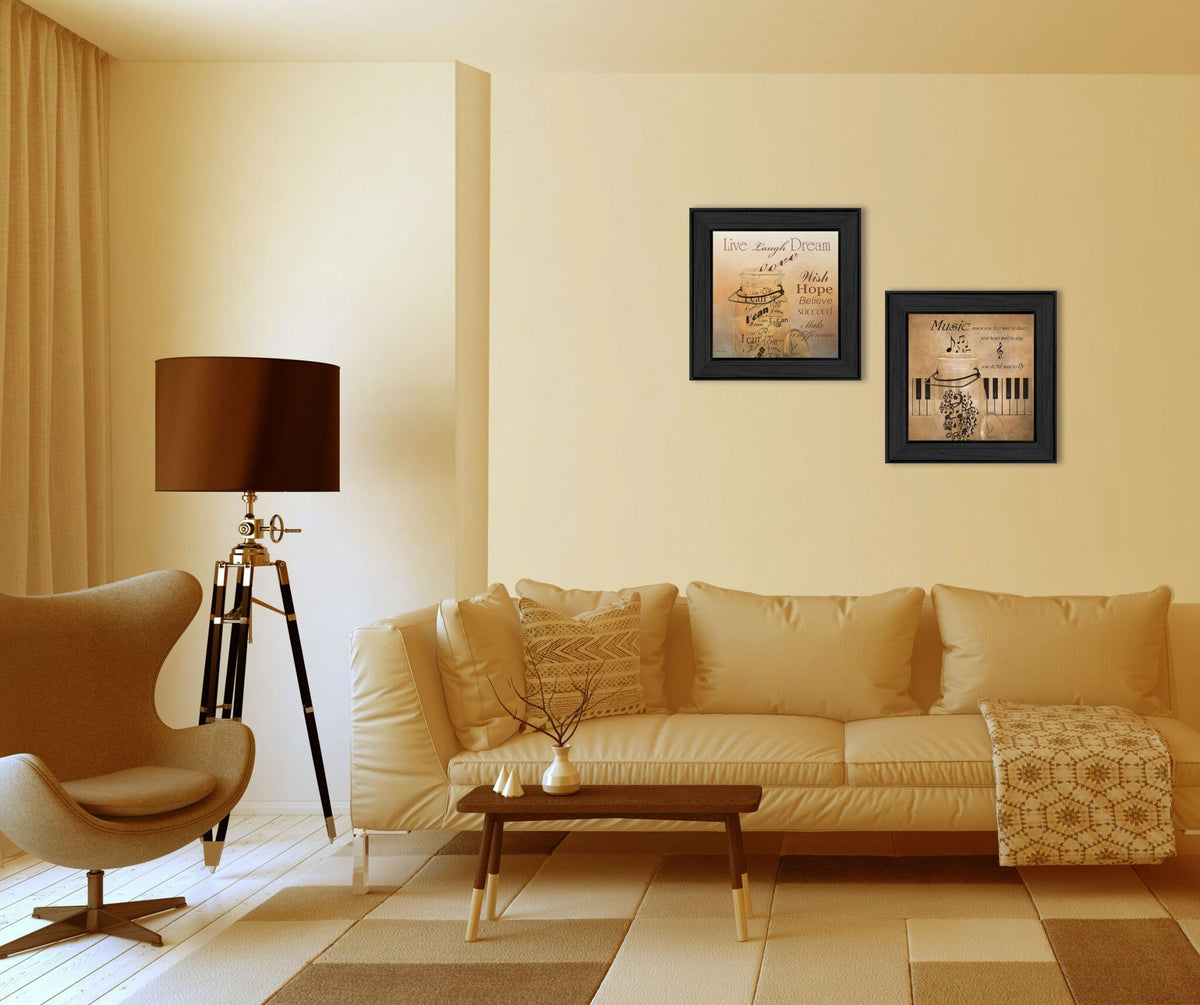 Set Of Two Music 3 Black Framed Print Wall Art LuxuryLifeWay Online Store