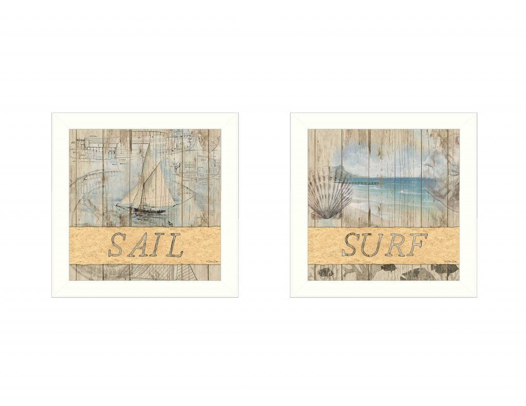 Set Of Two Sail or Surf White Framed Print Wall Art LuxuryLifeWay Online Store