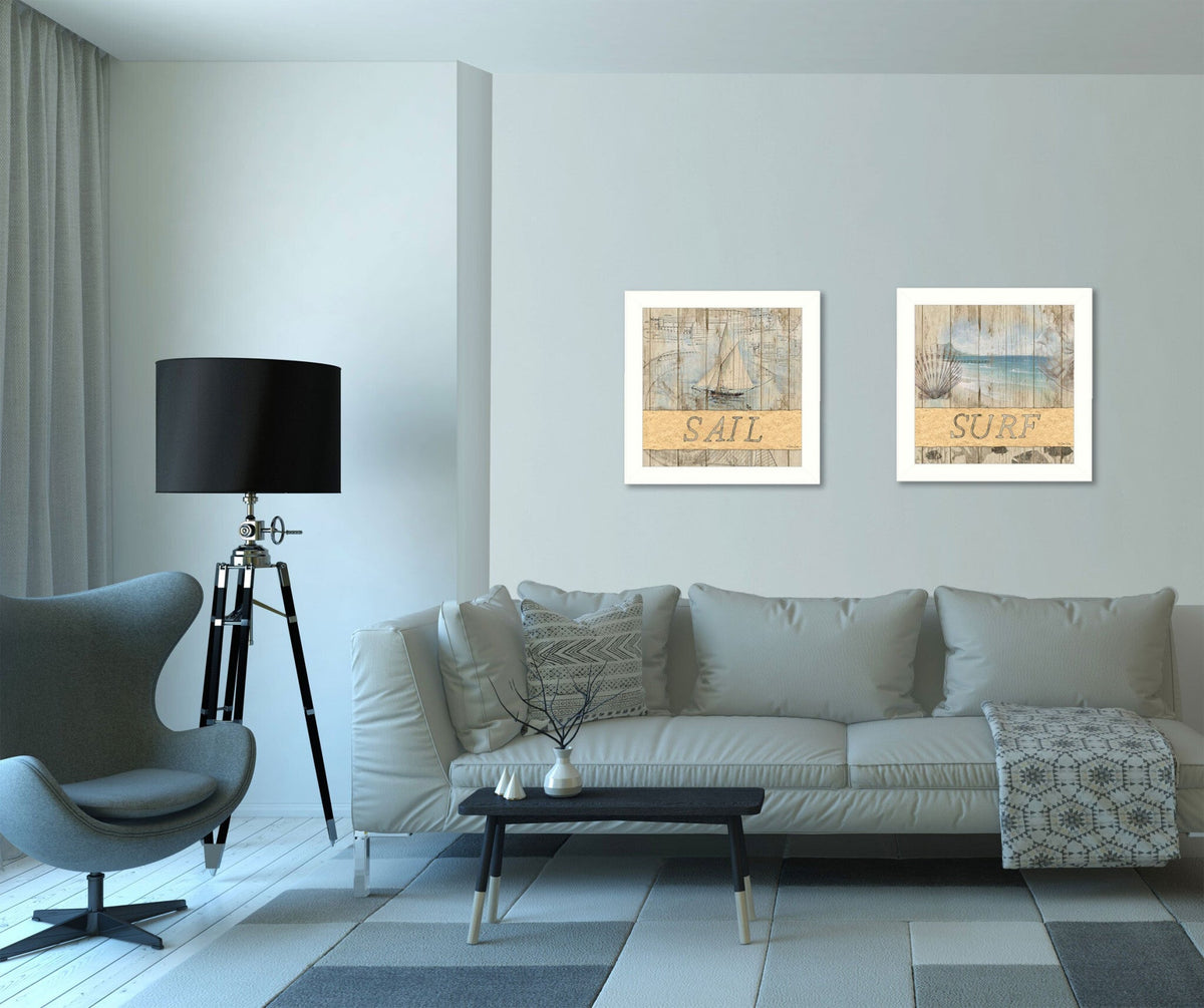 Set Of Two Sail or Surf White Framed Print Wall Art LuxuryLifeWay Online Store