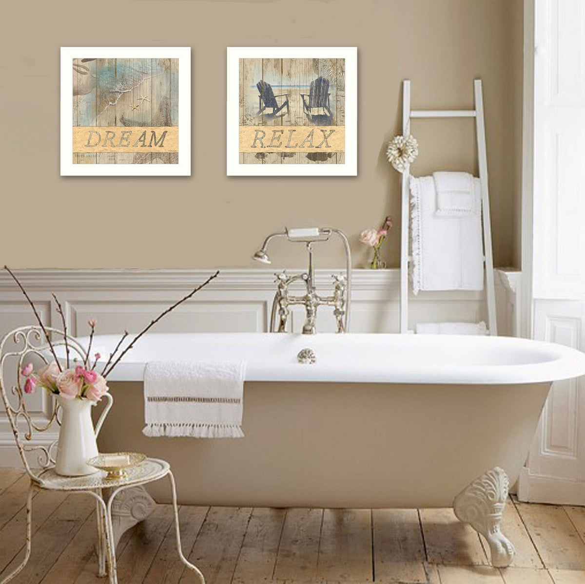 Set Of Two Dream or Relax White Framed Print Wall Art LuxuryLifeWay Online Store