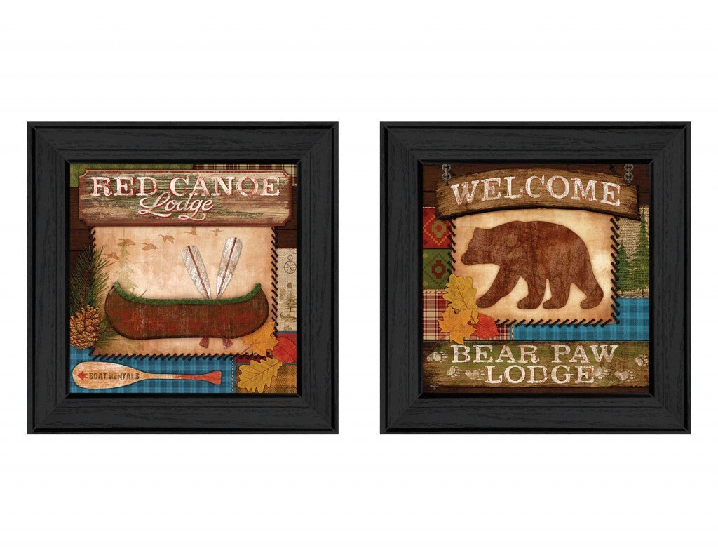 Set Of Two Lodge II Black Framed Print Wall Art LuxuryLifeWay Online Store