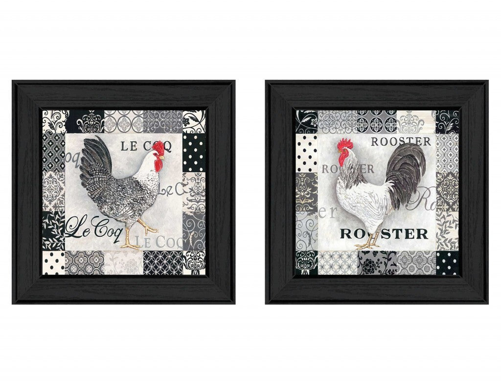 Set Of Two Rooster I Black Framed Print Wall Art LuxuryLifeWay Online Store