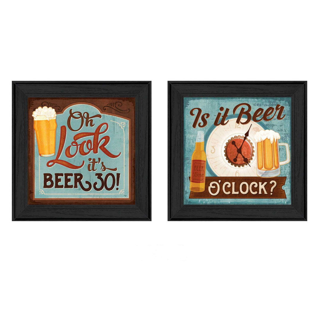 Set Of Two Beer Oclock Black Framed Print Wall Art LuxuryLifeWay Online Store