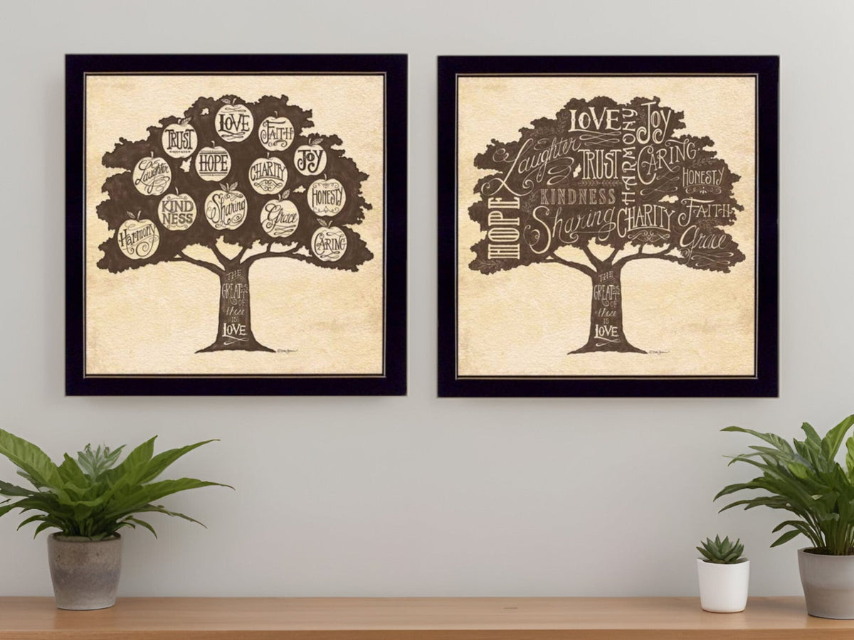 Set Of Two Family Trees Black Framed Print Wall Art LuxuryLifeWay Online Store