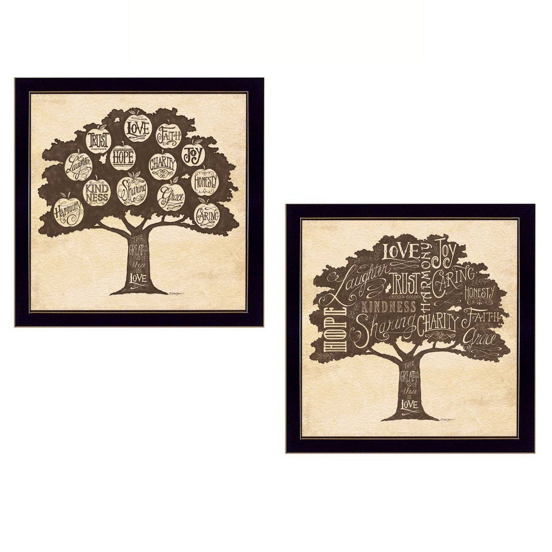 Set Of Two Family Trees Black Framed Print Wall Art LuxuryLifeWay Online Store