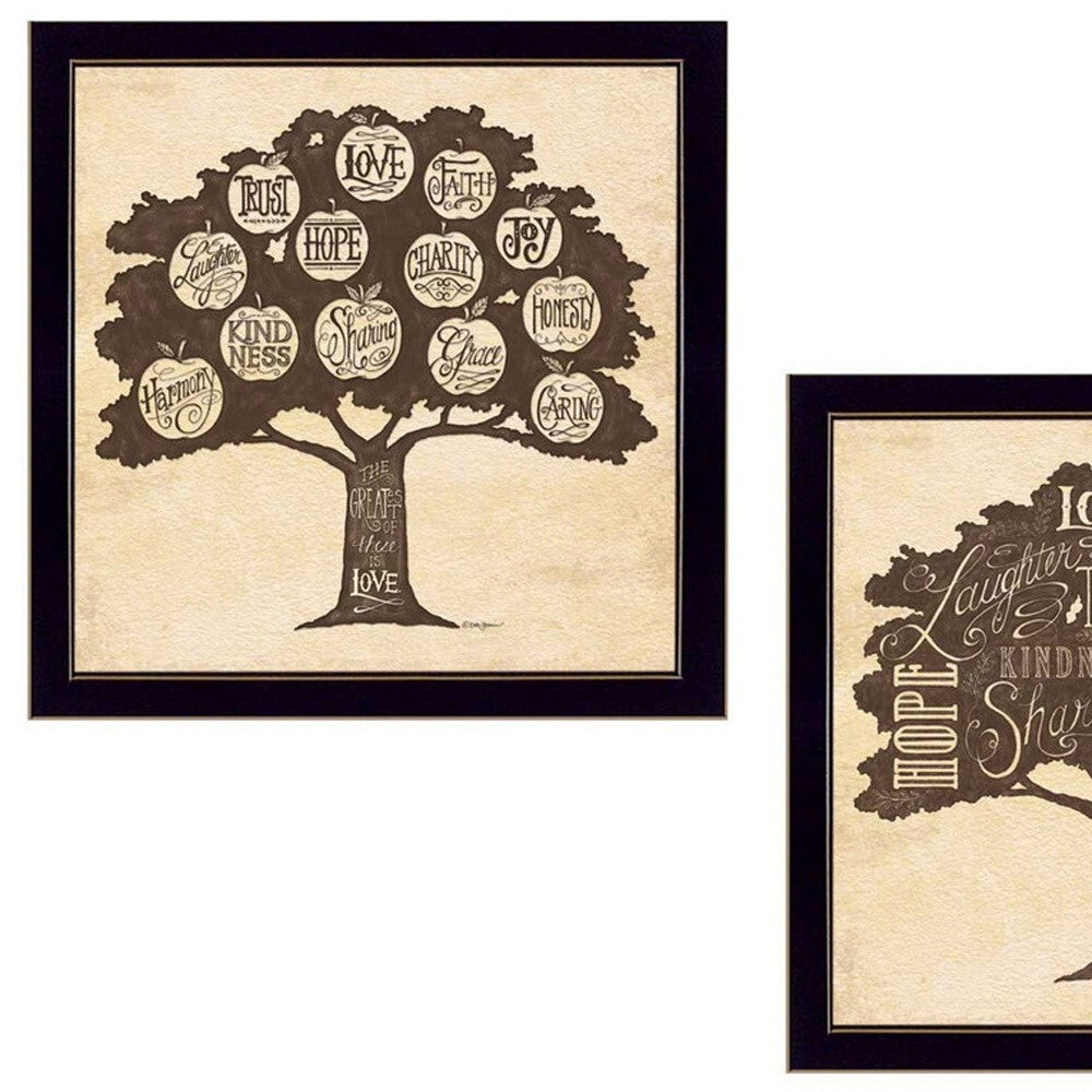 Set Of Two Family Trees Black Framed Print Wall Art LuxuryLifeWay Online Store