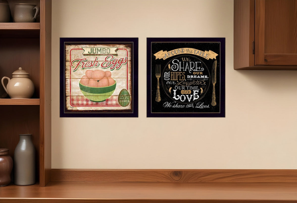 Set Of Two Around the Table Black Framed Print Wall Art LuxuryLifeWay Online Store