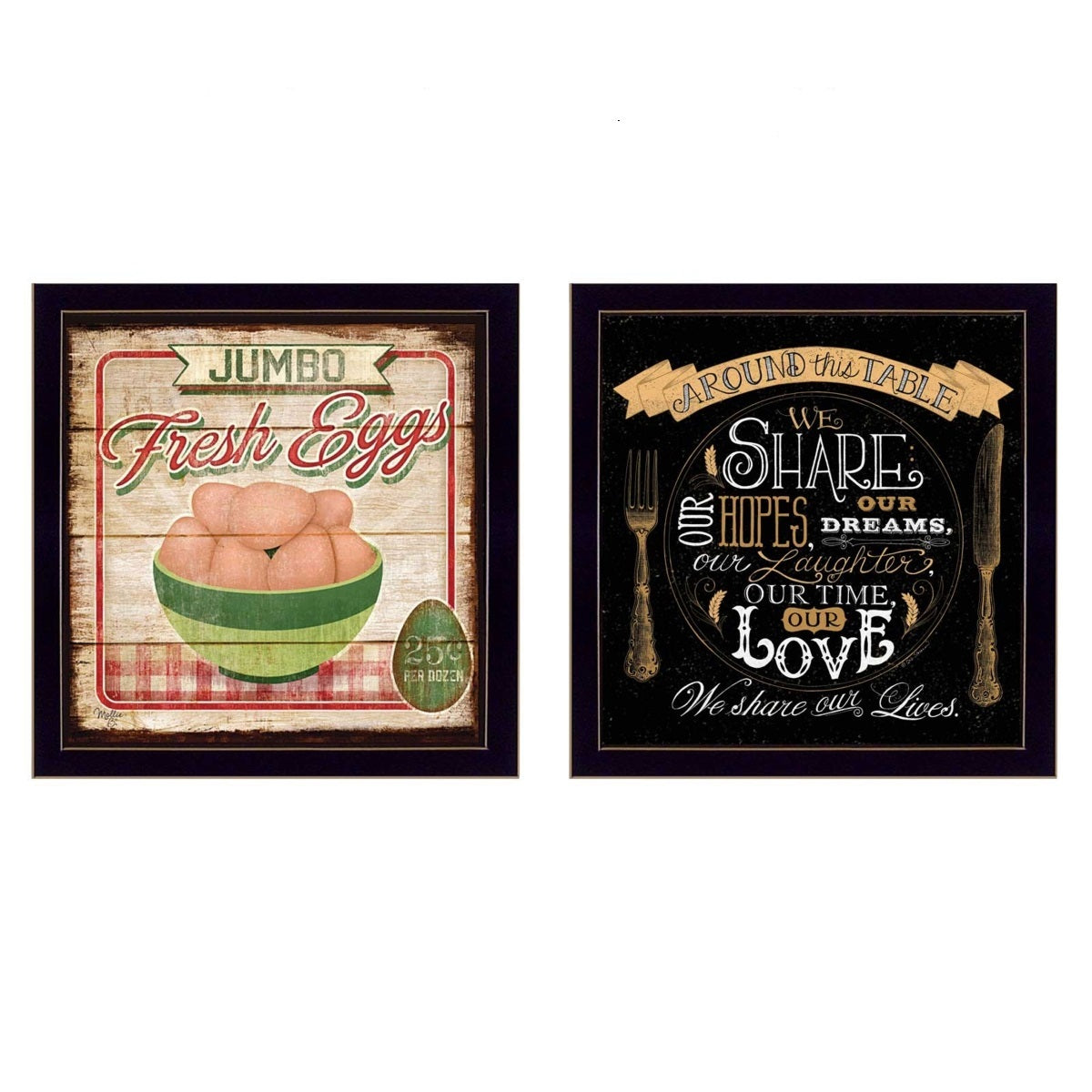 Set Of Two Around the Table Black Framed Print Wall Art LuxuryLifeWay Online Store