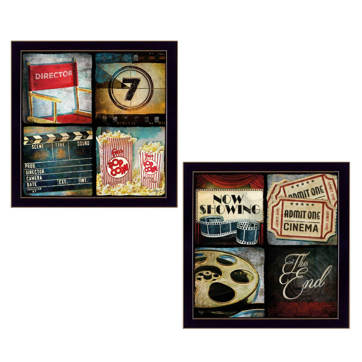 Set Of Two At The Movies Black Framed Print Wall Art LuxuryLifeWay Online Store