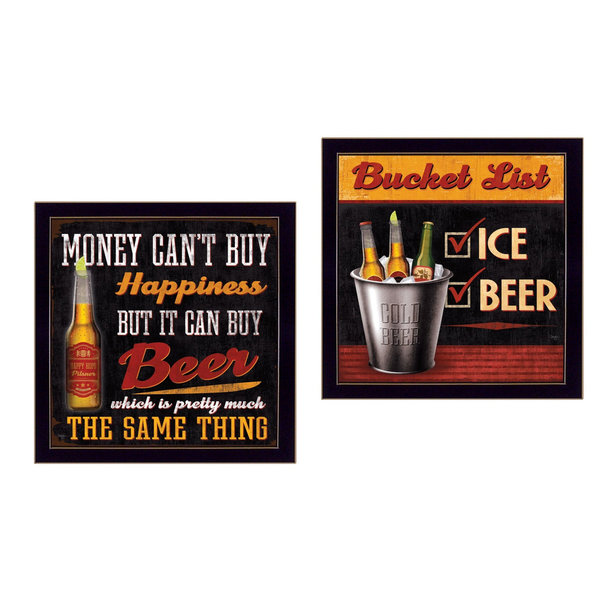 Set Of Two Bucket List Black Framed Print Wall Art LuxuryLifeWay Online Store