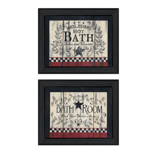 Set Of Two Hot Bath 7 Black Framed Print Bathroom Wall Art LuxuryLifeWay Online Store