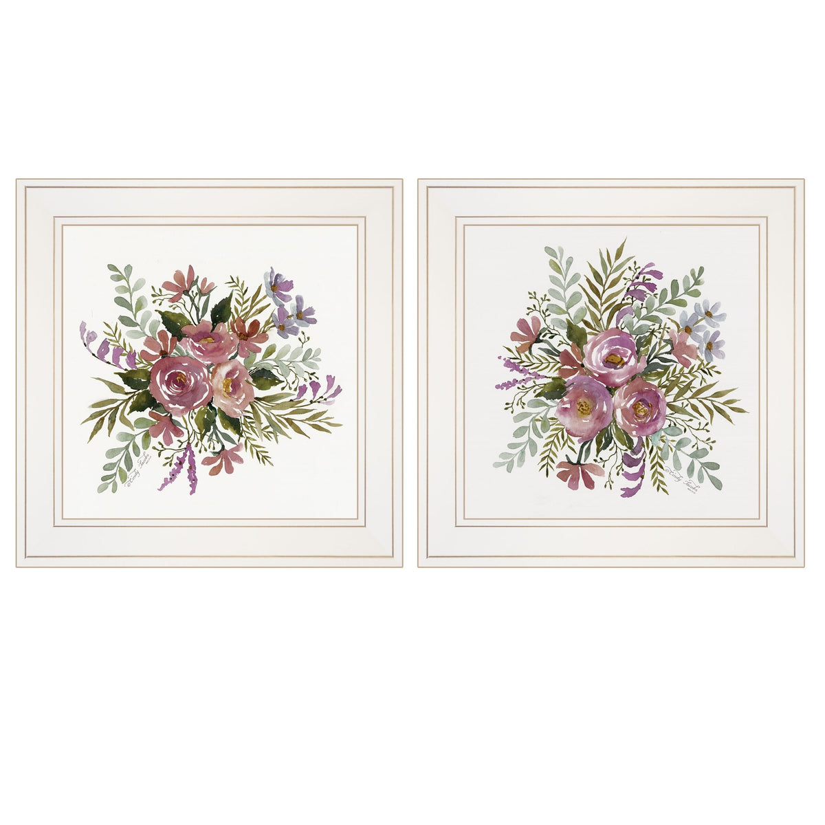 Set Of Two Floral Spray I and II White Framed Print Wall Art LuxuryLifeWay Online Store