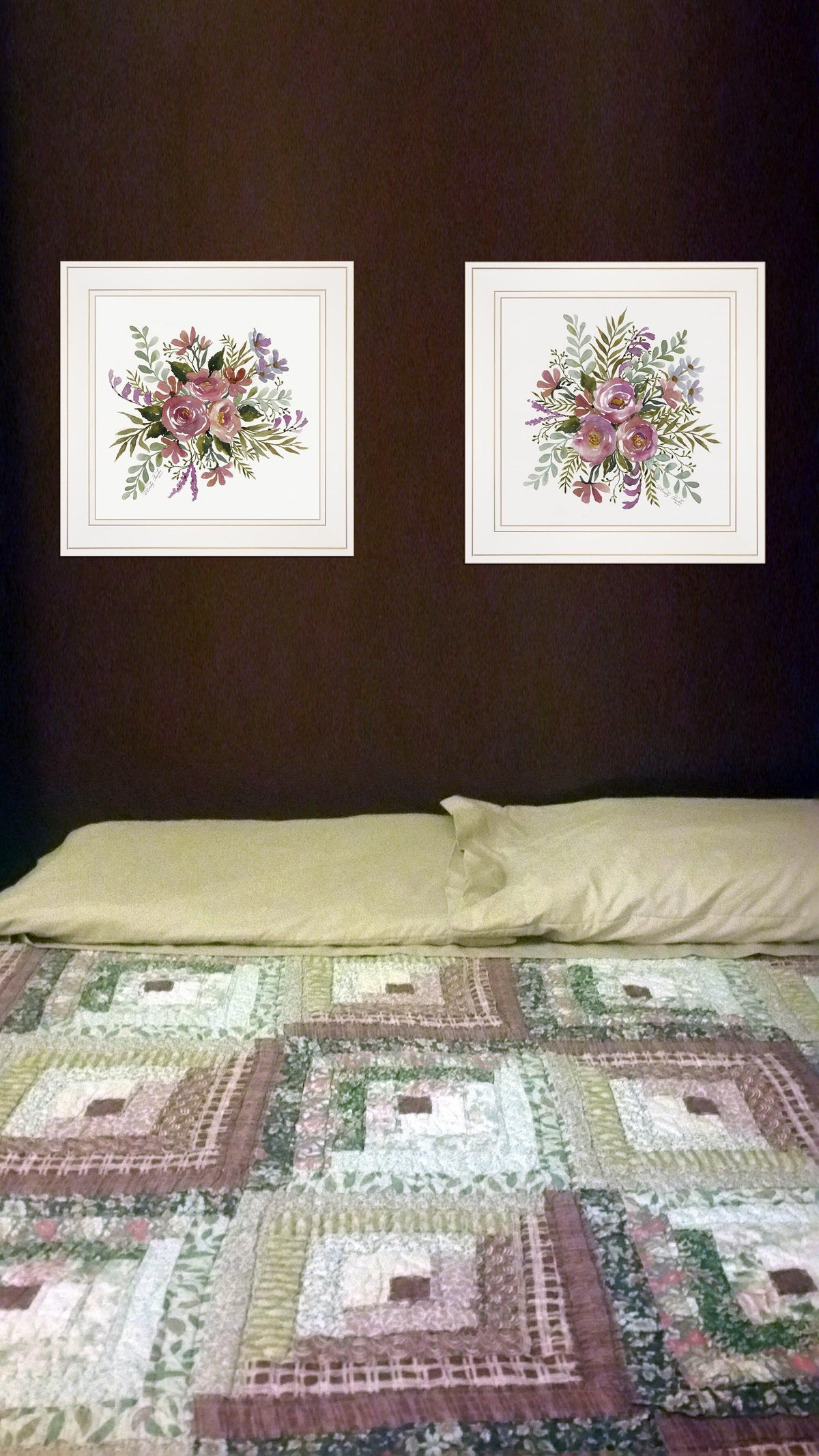 Set Of Two Floral Spray I and II White Framed Print Wall Art LuxuryLifeWay Online Store