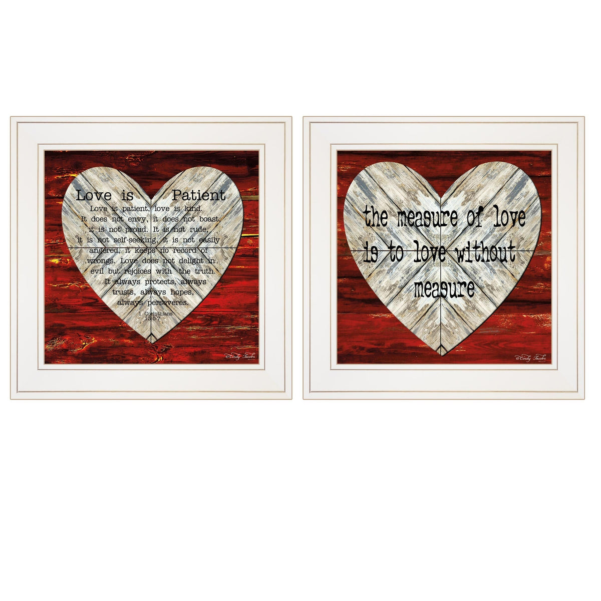 Set Of Two Love is Patient or Measure 1 White Framed Print Wall Art LuxuryLifeWay Online Store