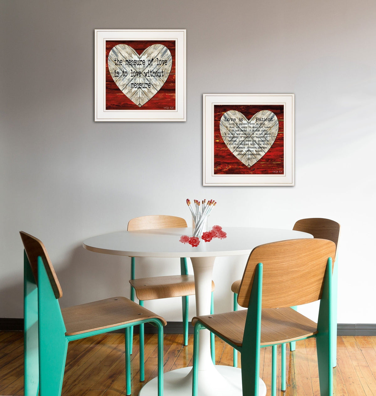 Set Of Two Love is Patient or Measure 1 White Framed Print Wall Art LuxuryLifeWay Online Store