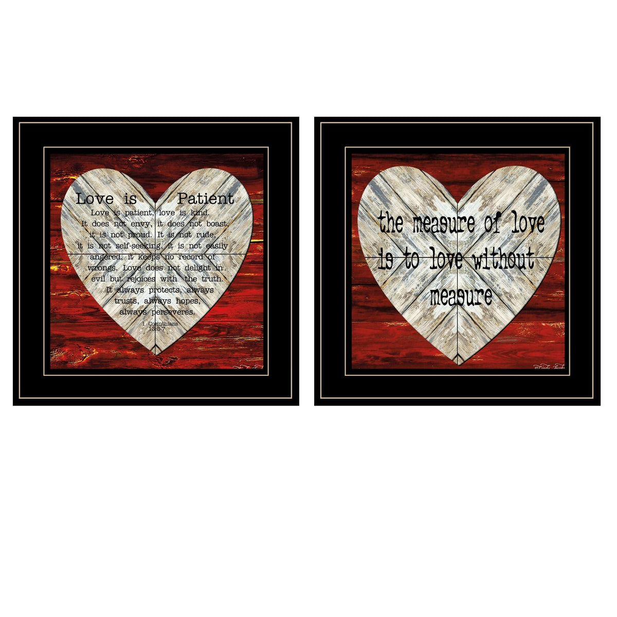 Set Of Two Love is Patient or Measure 2 Black Framed Print Wall Art LuxuryLifeWay Online Store