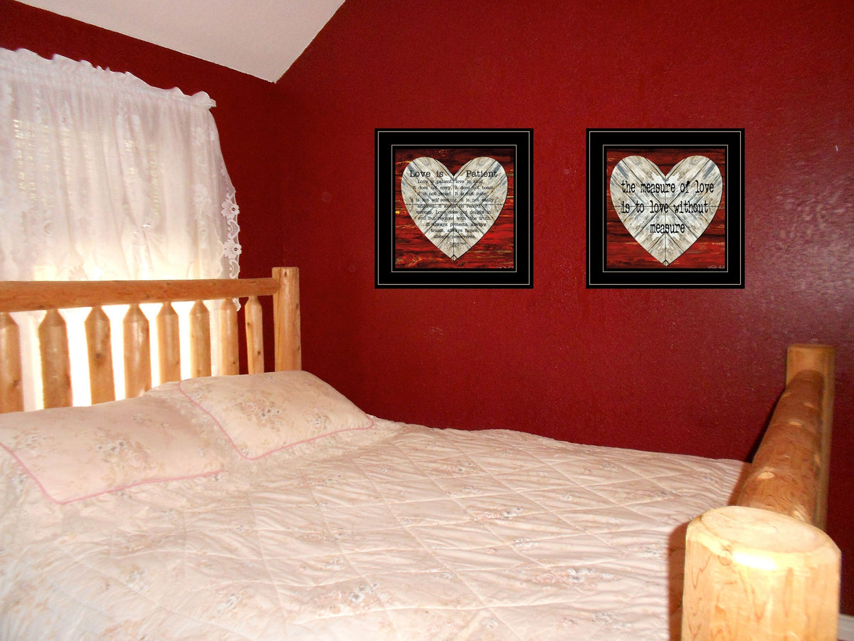 Set Of Two Love is Patient or Measure 2 Black Framed Print Wall Art LuxuryLifeWay Online Store