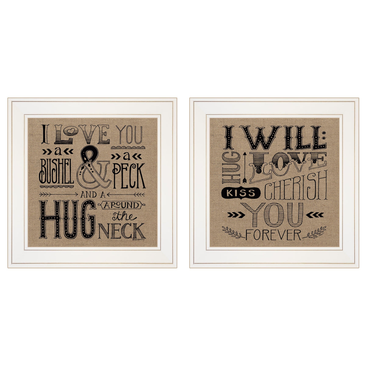 Set Of Two Hugs or Forever 1 White Framed Print Wall Art LuxuryLifeWay Online Store