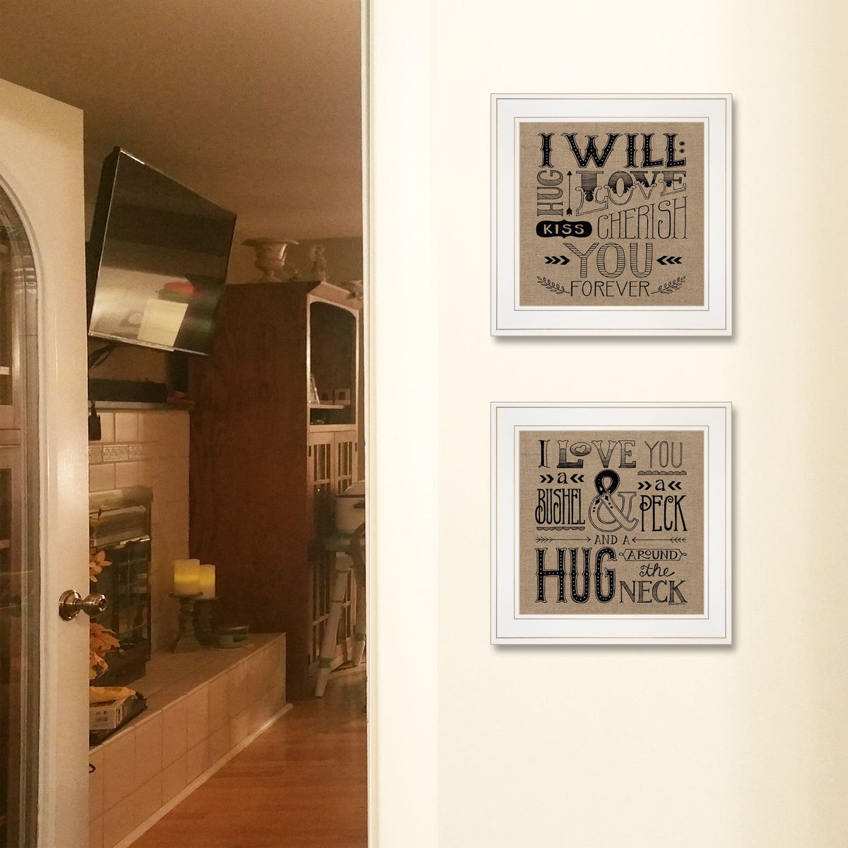 Set Of Two Hugs or Forever 1 White Framed Print Wall Art LuxuryLifeWay Online Store