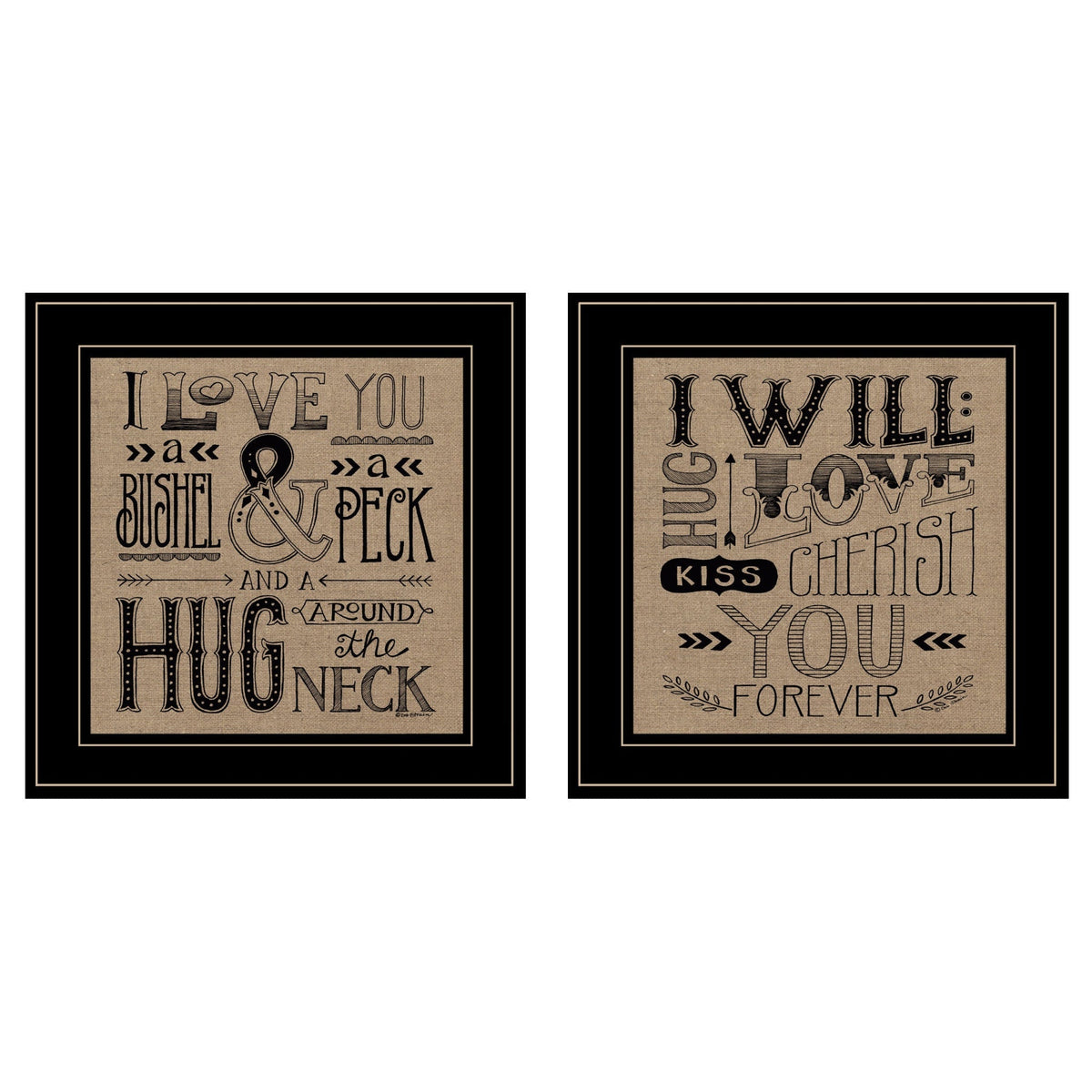 Set Of Two Hugs or Forever 2 Black Framed Print Wall Art LuxuryLifeWay Online Store