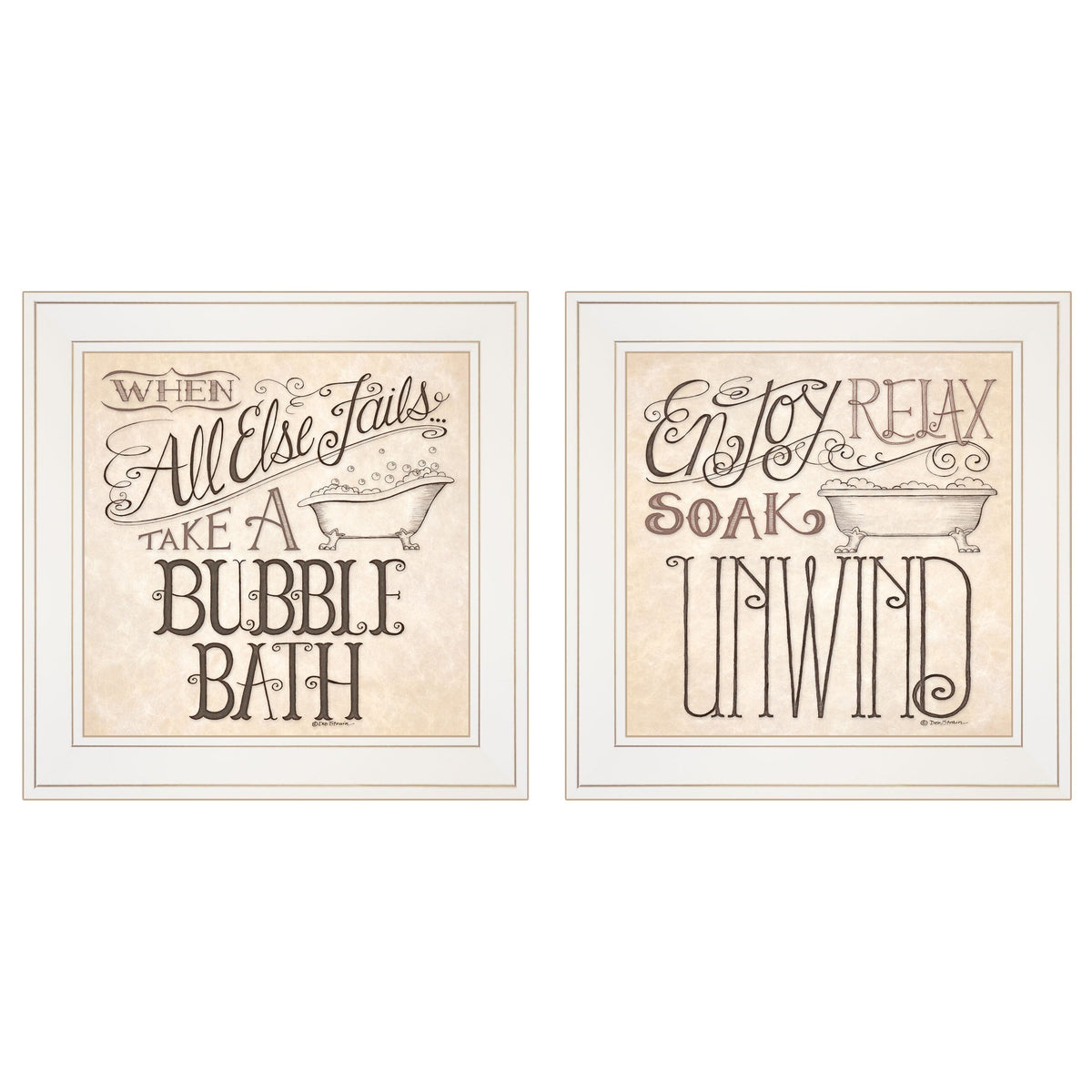 Set Of Two Soak and Unwind 2 White Framed Print Bathroom Wall Art LuxuryLifeWay Online Store