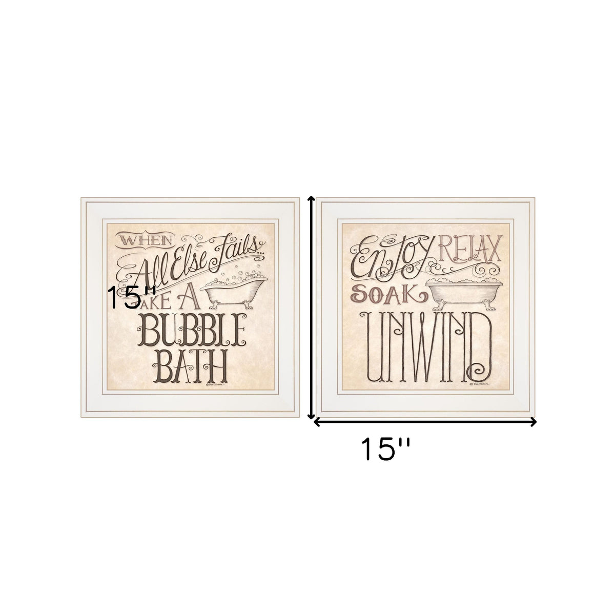 Set Of Two Soak and Unwind 2 White Framed Print Bathroom Wall Art LuxuryLifeWay Online Store