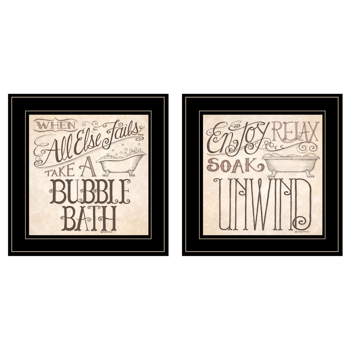 Set Of Two Soak and Unwind 3 Black Framed Print Bathroom Wall Art LuxuryLifeWay Online Store