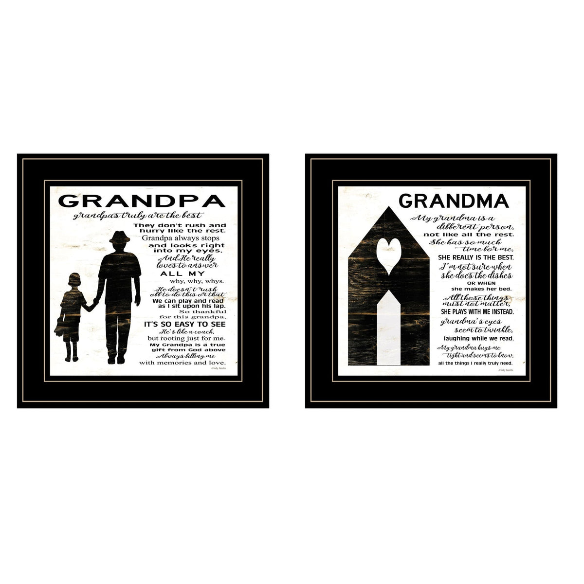 Set Of Two My Grandparents are the Best 1 Black Framed Print Wall Art LuxuryLifeWay Online Store