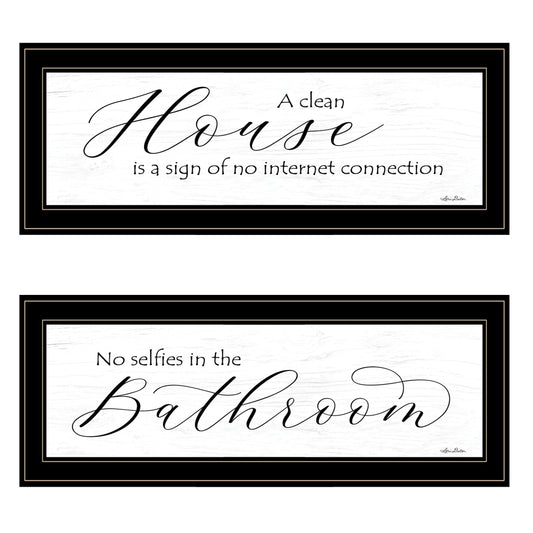 Set Of Two Household Humor 3 Black Framed Print Bathroom Wall Art LuxuryLifeWay Online Store