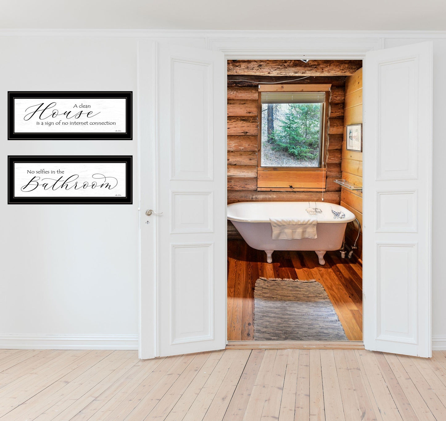 Set Of Two Household Humor 3 Black Framed Print Bathroom Wall Art LuxuryLifeWay Online Store