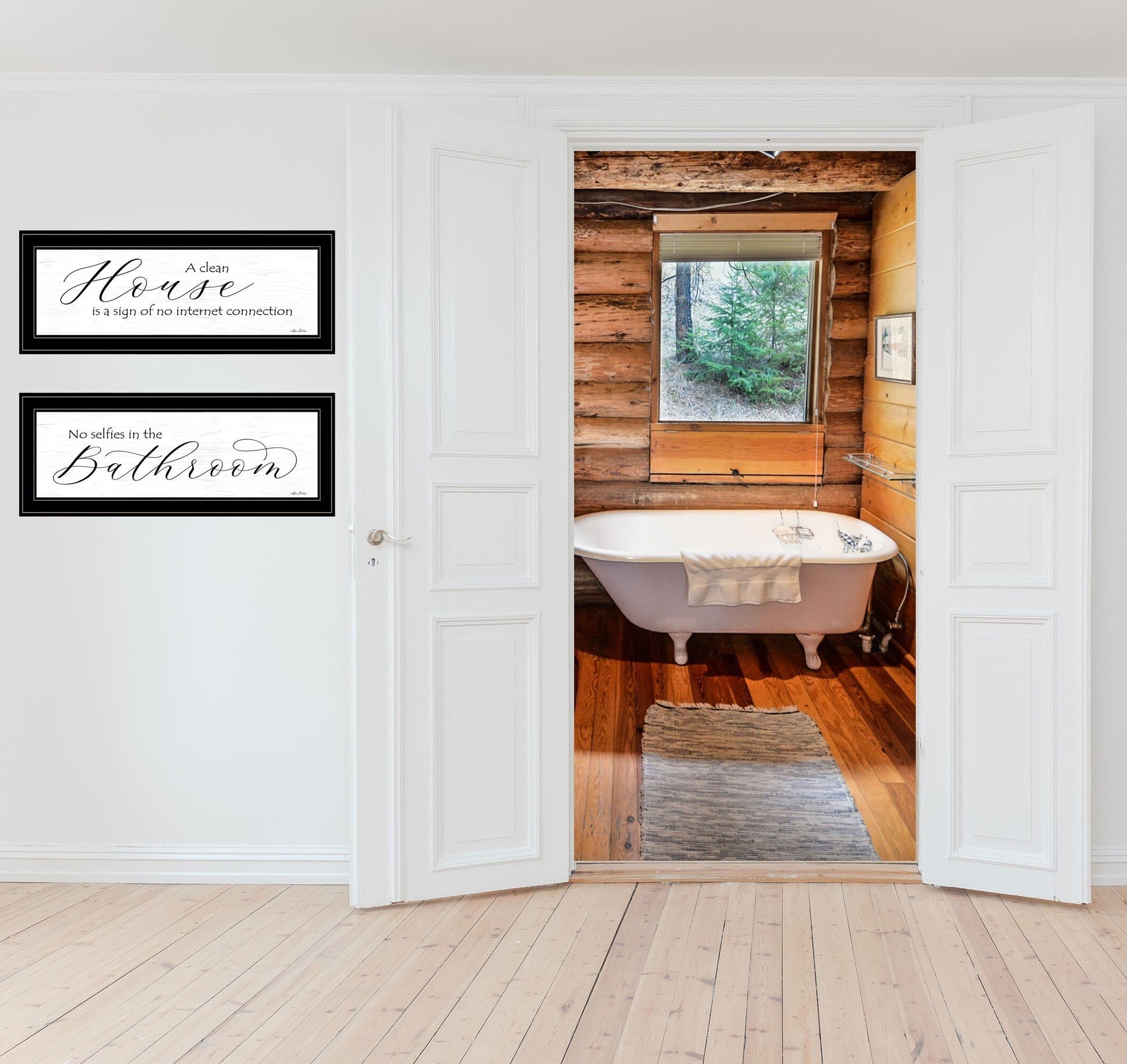 Set Of Two Household Humor 3 Black Framed Print Bathroom Wall Art LuxuryLifeWay Online Store